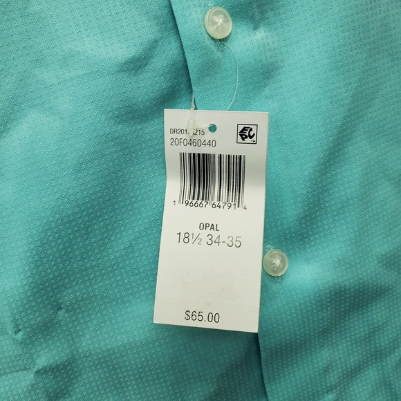 Van Heusen Dress Shirt Mens‎ Size 18.5 Blue Big Fit Everyday Defence Stretch - Picture 5 of 10